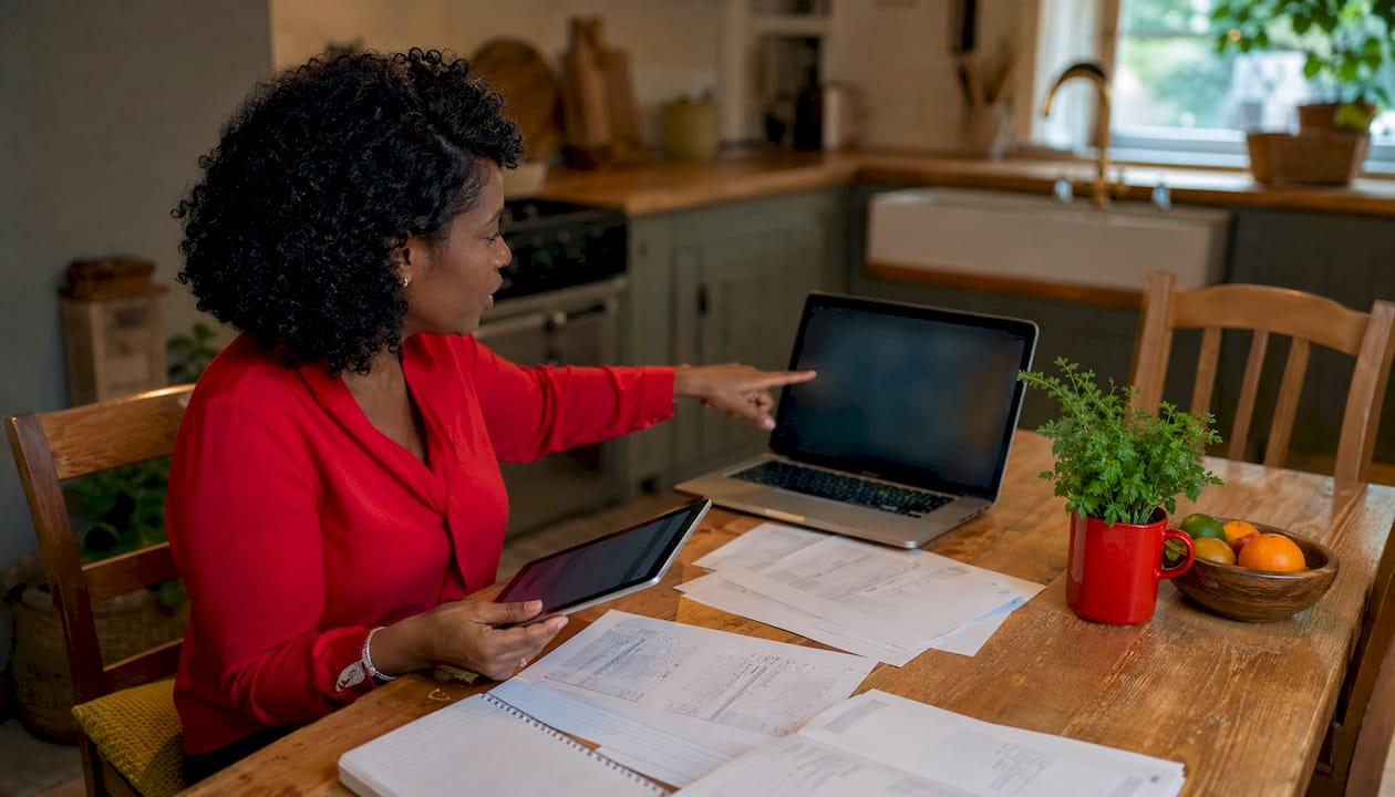 Businesswoman reviewing digital support options