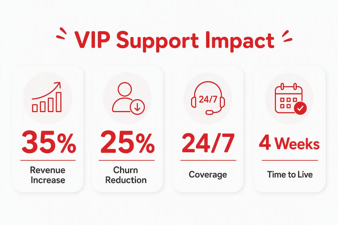 Infographic showing VIP support business impact statistics