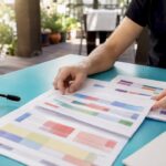 Hands arranging surge staffing schedules