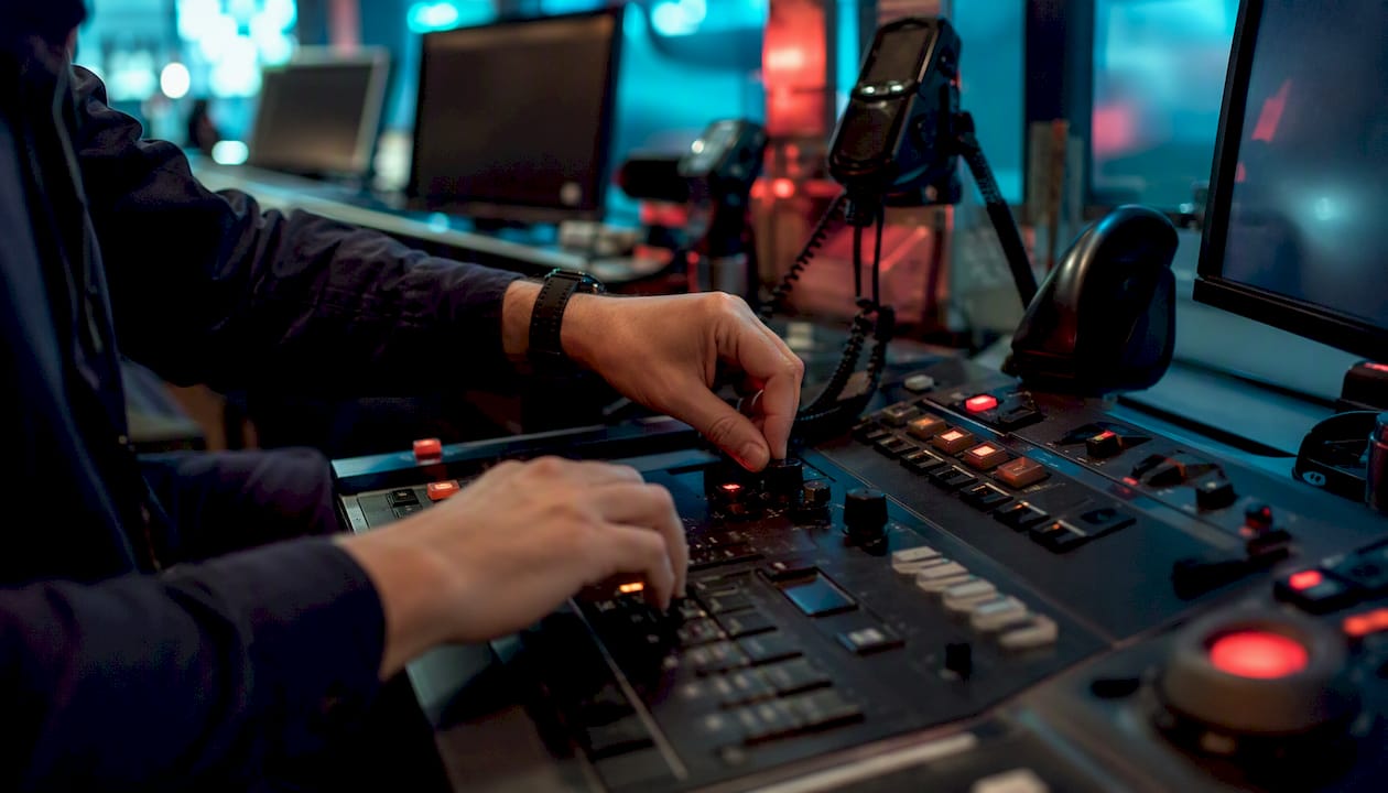 Hands operating communication console
