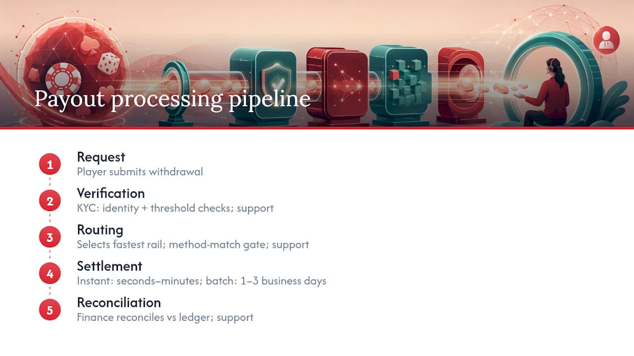 Diagram of iGaming payout processing pipeline