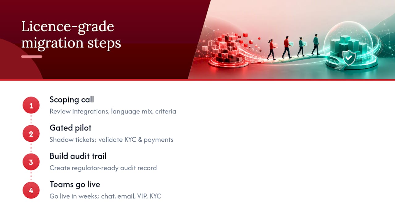 How Workanova Executes a Licence-Grade Migration — overview diagram