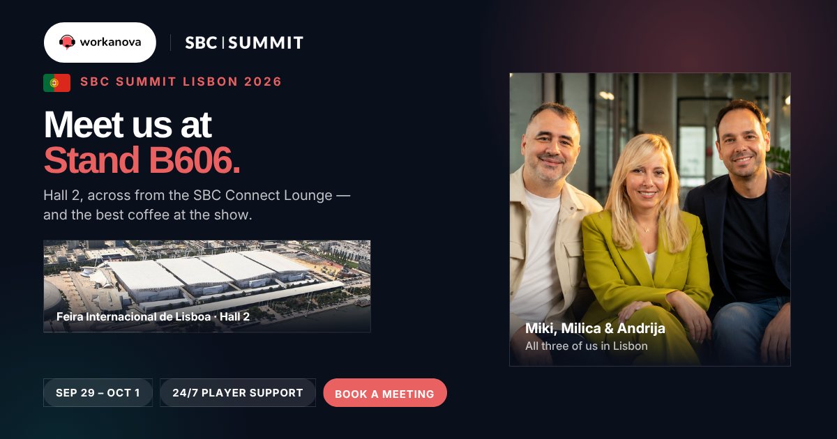 Miki, Milica and Andrija from Workanova — meet the team at Stand B606, Hall 2, SBC Summit